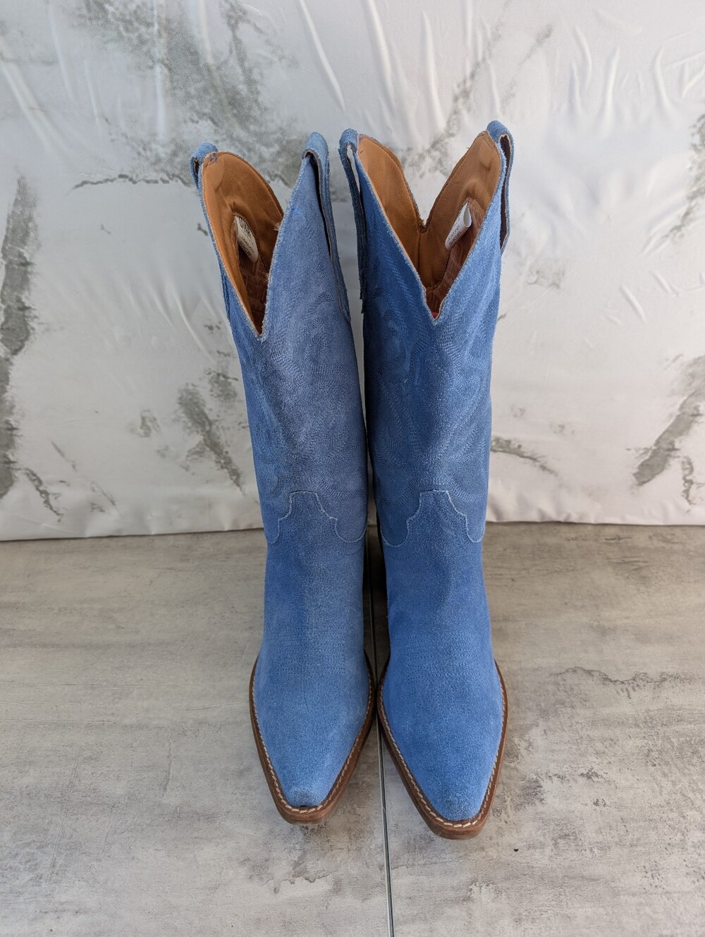 Dingo Out West Blue Suede Snip Toe Women's Cowboy Cowgirl Boots Size 9 Western - Picture 11 of 15